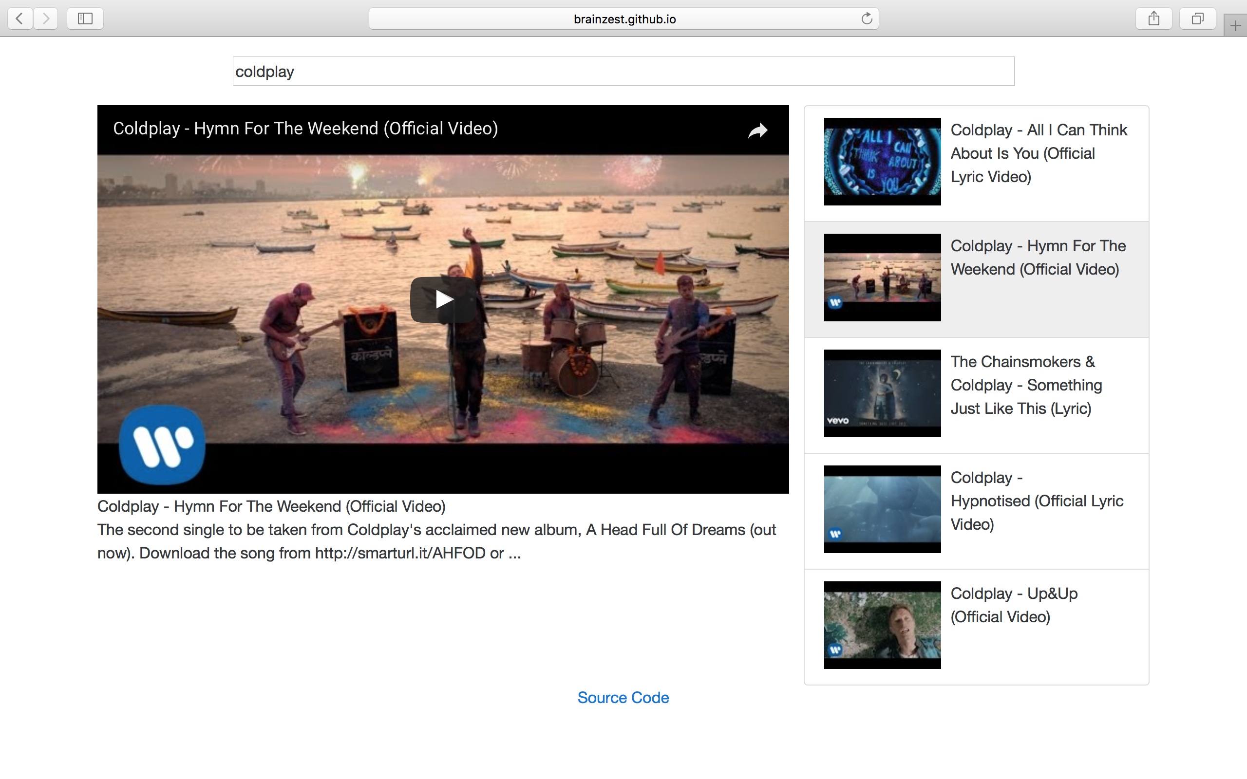 Youtube Video Player search list using ReactJS